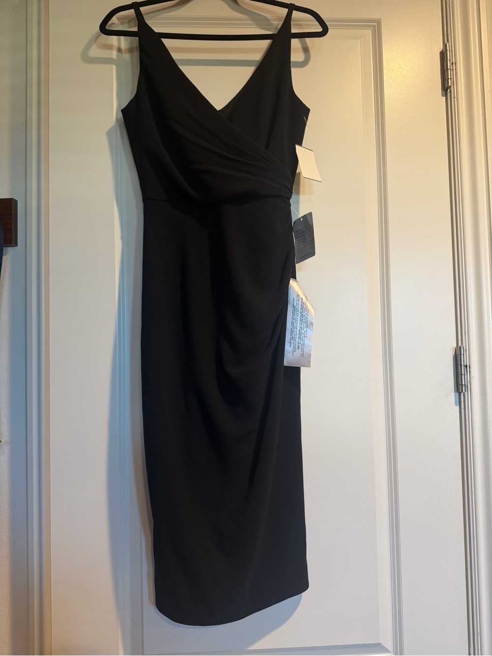 Dress the Population Black V-Neck Midi Sheath Dress
